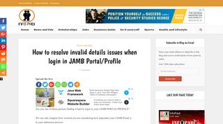 How to resolve invalid details issues when login in JAMB Portal/Profile