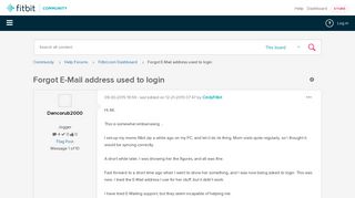 Forgot E-Mail address used to login - Fitbit Community
