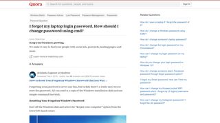 I forgot my laptop login password. How should I change password ...