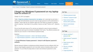 I forgot my Windows 8 password on my laptop how to unlock it?