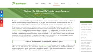 What can I Do If I Forgot My Toshiba Laptop Password - iSeePassword