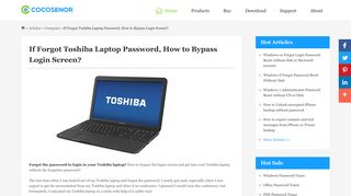 If Forgot Toshiba Laptop Password, How to Bypass Login Screen?