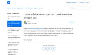I have a Behance account but I don't remember my login info ...