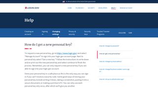 login.gov | How do I get a new personal key?