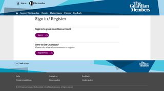 Sign in/Register | The Guardian Members