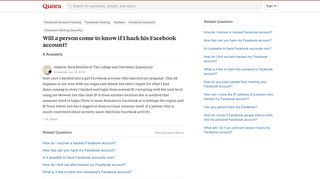 Will a person come to know if I hack his Facebook account? - Quora