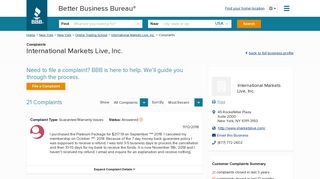 International Markets Live, Inc. | Complaints | Better Business Bureau ...