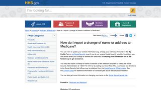 How do I report a change of name or address to Medicare? | HHS.gov