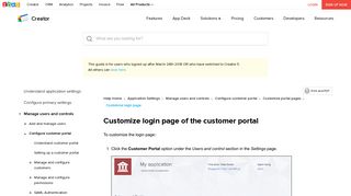 Customize Login Page of the Customer Portal | Zoho Creator Help