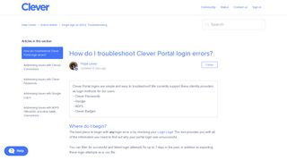 How do I troubleshoot Clever Portal login errors? – Help Center