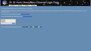 W. M. Keck Observatory Login Page