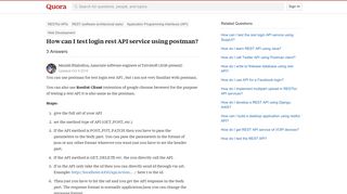 How to test login rest API service using postman - Quora