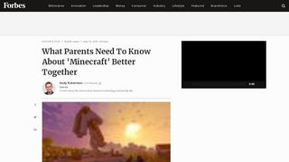 What Parents Need To Know About 'Minecraft' Better Together - Forbes