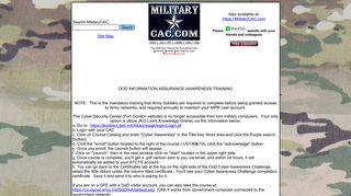MilitaryCAC's Redirect to DoD IA Awareness Training