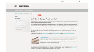 IADT Detroit – Campus Faculty & Staff - International Academy of ...
