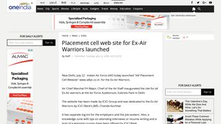 Placement cell web site for Ex-Air Warriors launched - Oneindia News