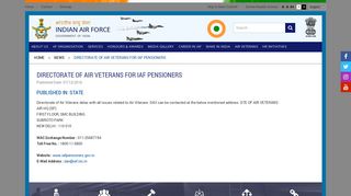 Directorate of air veterans for iaf pensioners | Indian Air Force ...