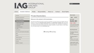 Private Shareholders: IAG - International Airlines Group