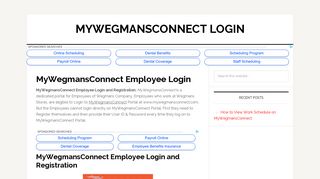 MyWegmansConnect Employee Login