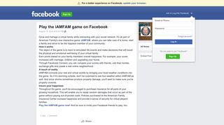 Play the iAMFAM game on Facebook