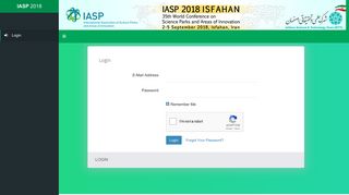 Login :: IASP Admin - IASP 2018 Isfahan