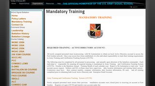 Mandatory Training - Signal School - Army.mil
