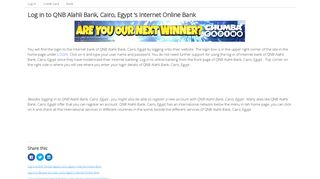 Log in to QNB Alahli Bank, Cairo, Egypt 's Internet Online Bank | Log In