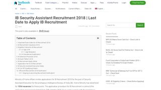 IB Security Assistant Recruitment 2018 | Last Date to Apply IB ...