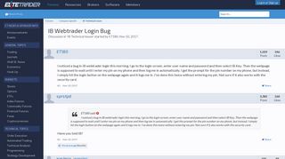 IB Webtrader Login Bug | Elite Trader
