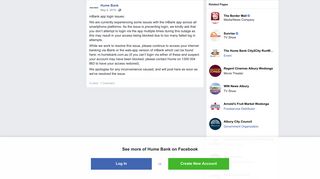 Hume Bank - mBank app login issues: We are currently... | Facebook