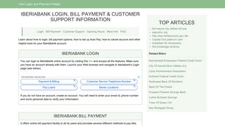 Iberiabank Login, Bill Payment & Customer Support Information