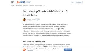 Introducing 'Login with Whatsapp' on Goibibo – Backstage