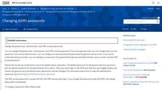 Changing ASMI passwords - IBM