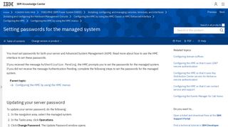 Setting passwords for the managed system - IBM