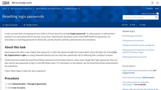 Resetting login passwords - Administering - Connections Cloud - IBM