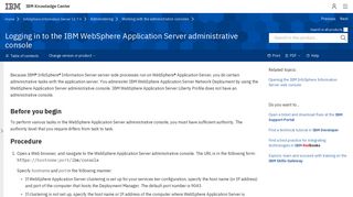 Logging in to the IBM WebSphere Application Server administrative ...