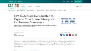 IBM to Acquire DemandTec to Expand Cloud-based Analytics for ...