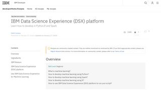IBM Data Science Experience (DSX) platform - developerWorks ...