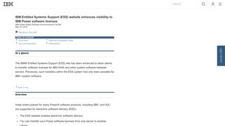 IBM Entitled Systems Support (ESS) website enhances visibility to IBM ...