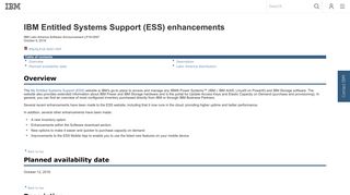 IBM Entitled Systems Support (ESS) enhancements