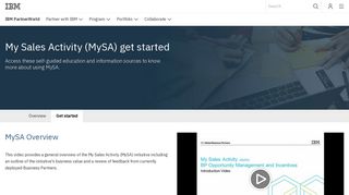 My Sales Activity (MySA) - Get started | IBM PartnerWorld