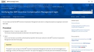 Verifying the IBM Incentive Compensation Management login