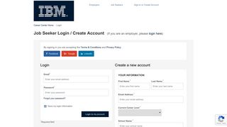 Job Seeker Sign Up and Login - IBM z Systems Job Connector