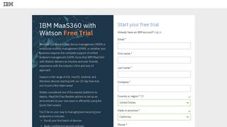 Sign up for IBM MaaS360 UEM Free Trial