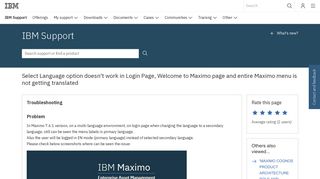 IBM Select Language option doesn't work in Login Page, Welcome to ...