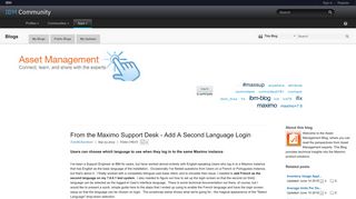 From the Maximo Support Desk - Add A Second Language Login - IBM