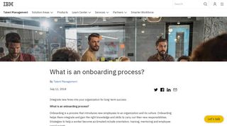 What is an onboarding process | IBM Talent Management