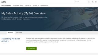 My Sales Activity (MySA) Overview | IBM PartnerWorld