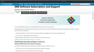 IBM PartnerWorld - IBM Software Subscription and Support - Resource ...