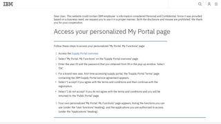 IBM Supply Portal Help: Access your personalized My Portal page